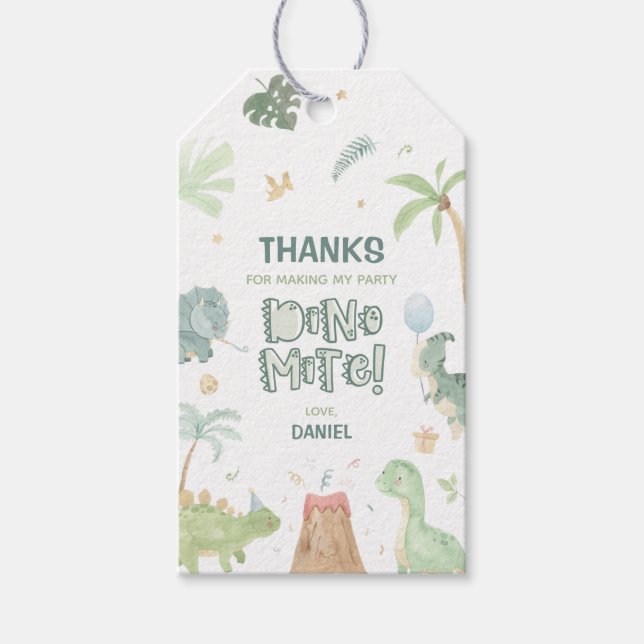 Étiquettes de cadeaux pour fête d'anniversaire din (Devant)