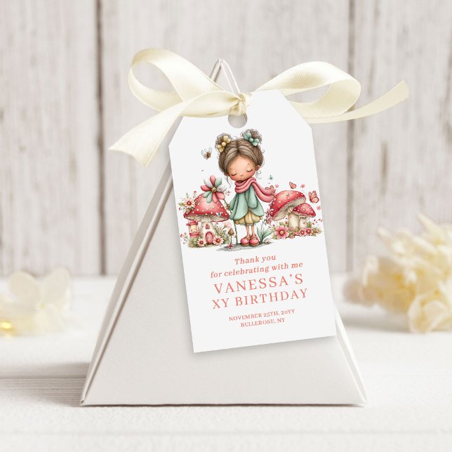 Étiquettes de cadeaux pour les invités pour le 6èm (Whimsy Pink Fairy 6th Birthday Favor Gift Tags)