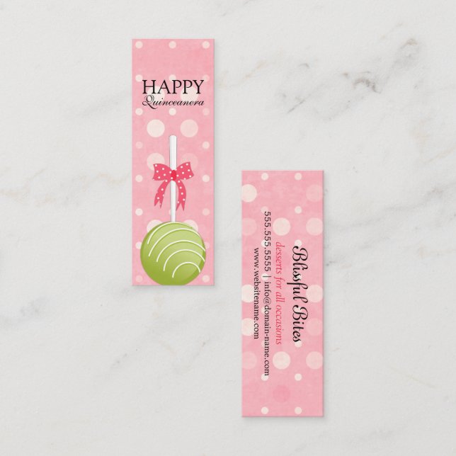 Étiquettes de Cake-Pops roses et verts pour une Qu (Devant / Derrière)