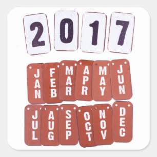 Étiquettes de calendrier 2017 année et mois