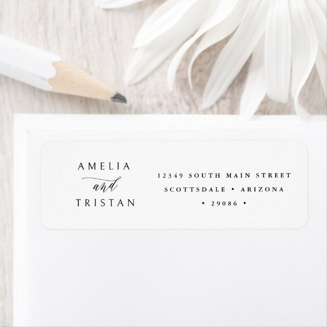 Étiquettes de calligraphie de mariage avec adresse (En situation)