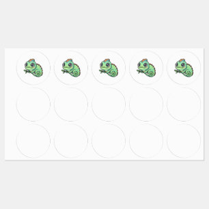 Étiquettes de Caméléon Vert Bébé Mignon