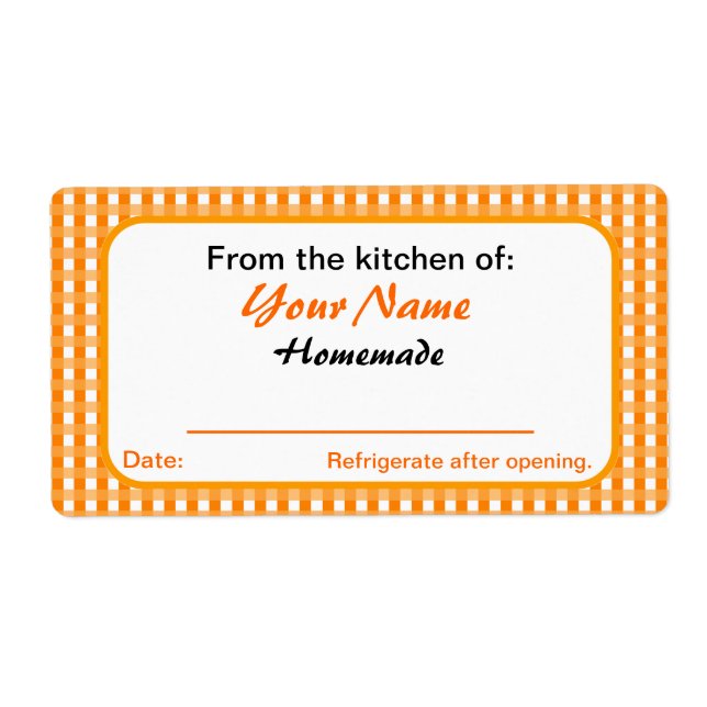 Étiquettes de canning personnalisés pour Jars Oran (Devant)