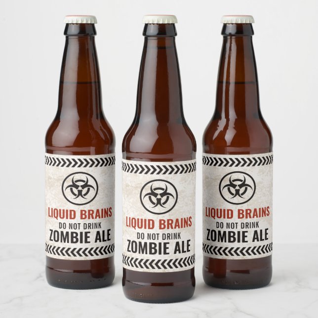 Étiquettes de cerveaux liquides zombies pour Hallo (Bouteilles)