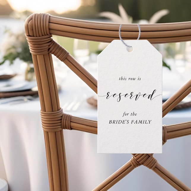 Étiquettes de chaise de mariage réservées modernes (Créateur téléchargé)