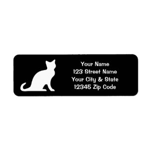Étiquettes de chat noir et blanc avec adresse pers