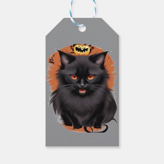 Étiquettes de chat noir maléfique (Devant)