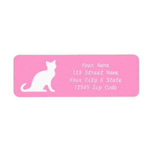 Étiquettes de chat rose avec texte d'adresse de re
