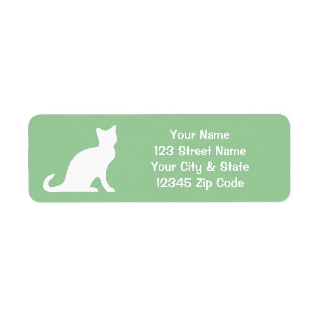 Étiquettes de chat vertes avec adresse de retour p (Devant)