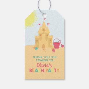 Étiquettes de château de sable pour fête d'anniver