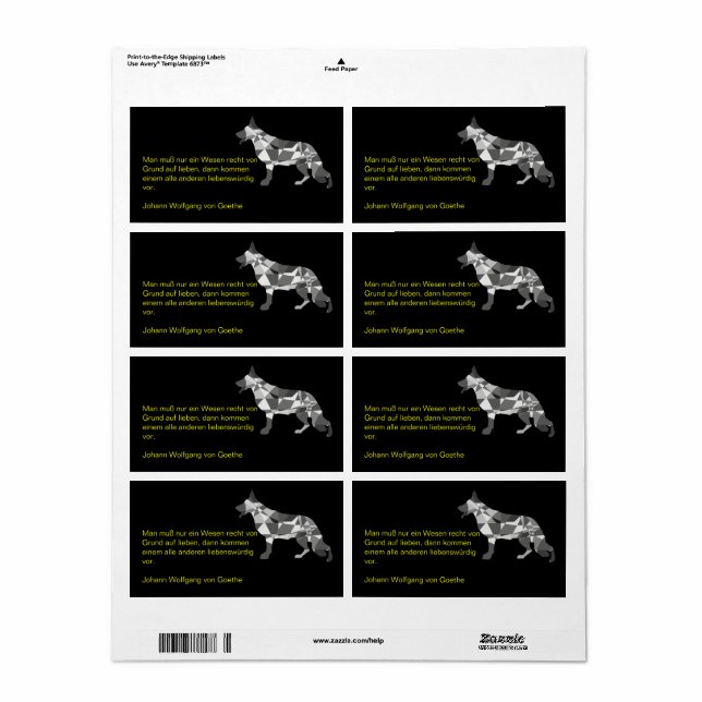 Étiquettes de Chien (Feuille entière)