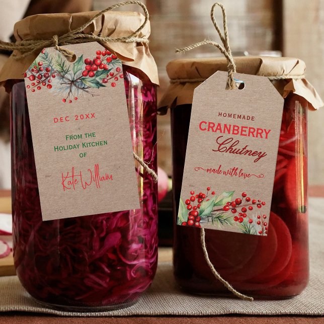 Étiquettes de Chutney de Cranberry Kraft Rustique  (Créateur téléchargé)