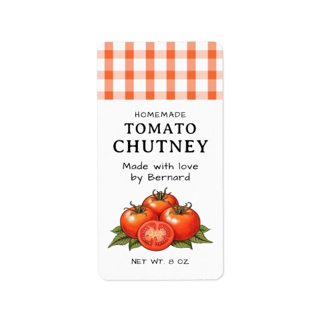 Étiquettes de chutney de tomate (Devant)
