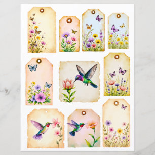 Étiquettes de colibri Éphémère botanique de carnet