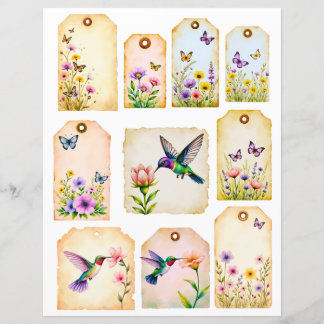 Étiquettes de colibri Éphémère botanique de carnet