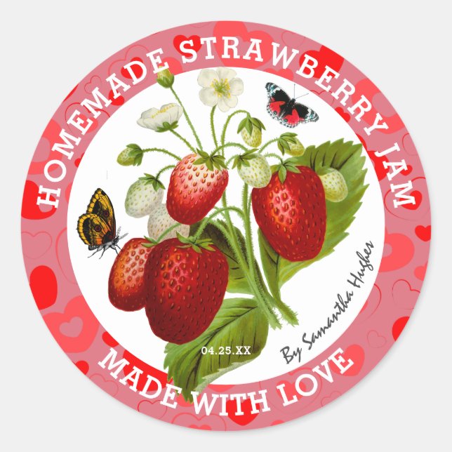 Étiquettes de Confiture de Fraise | Fabriqué avec  (Devant)