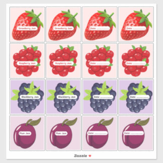 Étiquettes de confiture de fruits mixtes feuille d