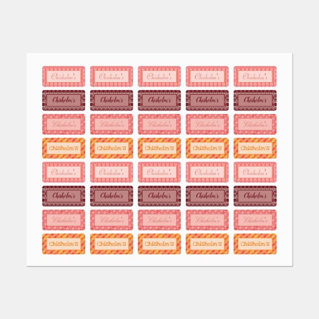 Étiquettes de coques plaid (Feuille)