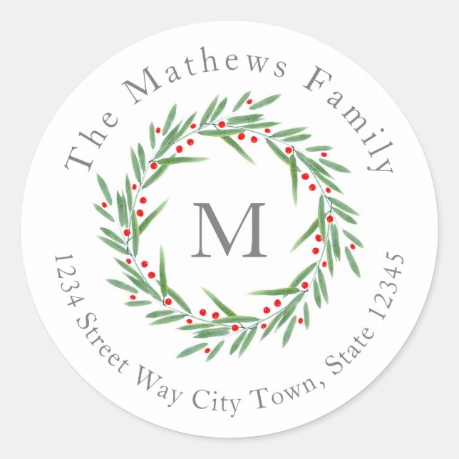 Étiquettes de couronne de feuilles et de baies à l (Devant)