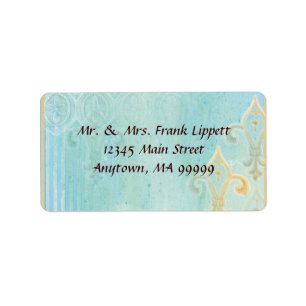Étiquettes de courrier - Fleur di Lys Damask 2 Blu