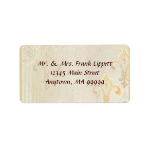 Étiquettes de courrier - Fleur di Lys Damask 2 Cre
