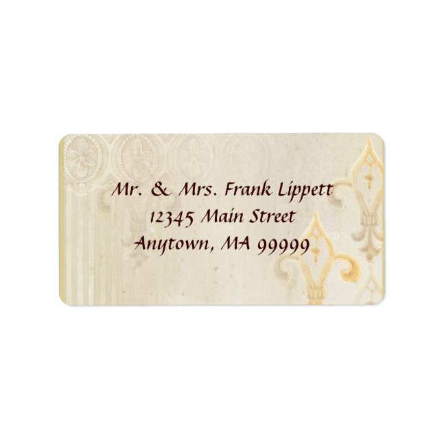 Étiquettes de courrier - Fleur di Lys Damask 2 Cre (Devant)