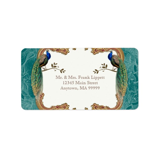 Étiquettes de courrier - Golden Peacock & Calligra (Devant)