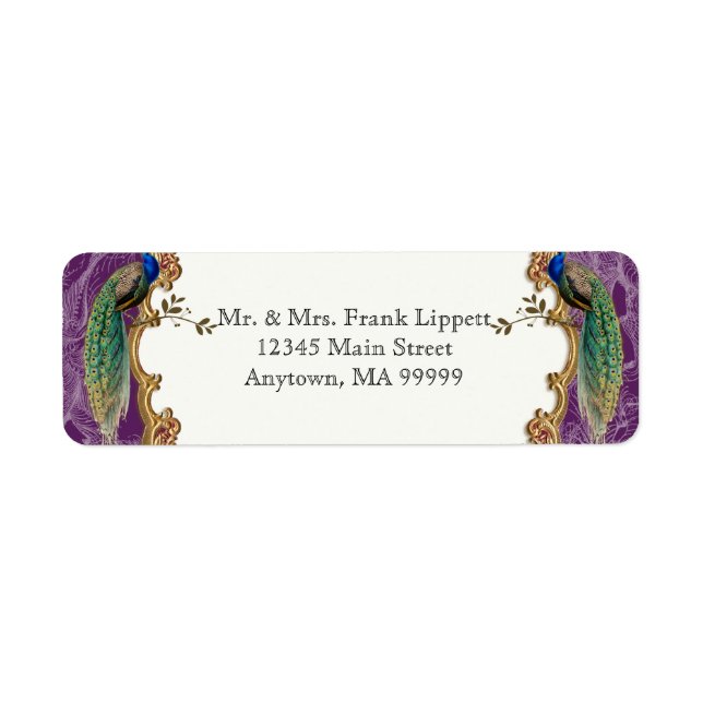 Étiquettes de courrier - Golden Peacock & Calligra (Devant)