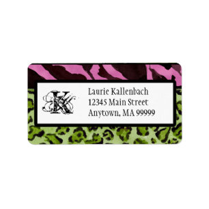 Étiquettes de courrier - Zebra 'n Leopard Monogram