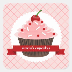 Étiquettes de cuisine Cupcake rose