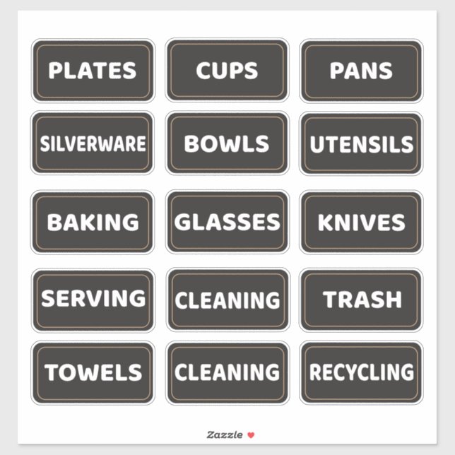 Étiquettes de cuisine pour placards et tiroirs en  (Feuille)