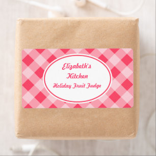 Étiquettes de cuisine rose En vichy