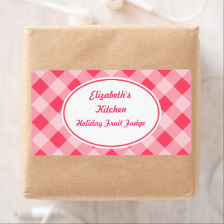 Étiquettes de cuisine rose En vichy