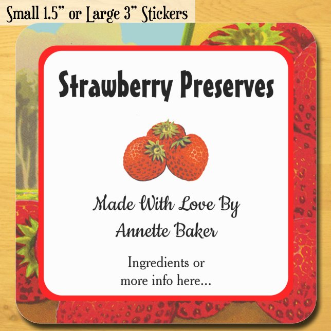 Étiquettes de cuisson de ferme de fraises rétro mo (Editable Retro Strawberry Farm Baking Labels)