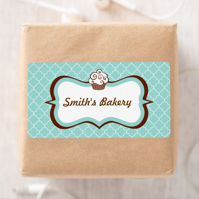 Étiquettes de Cupcake Aqua Business (En situation)