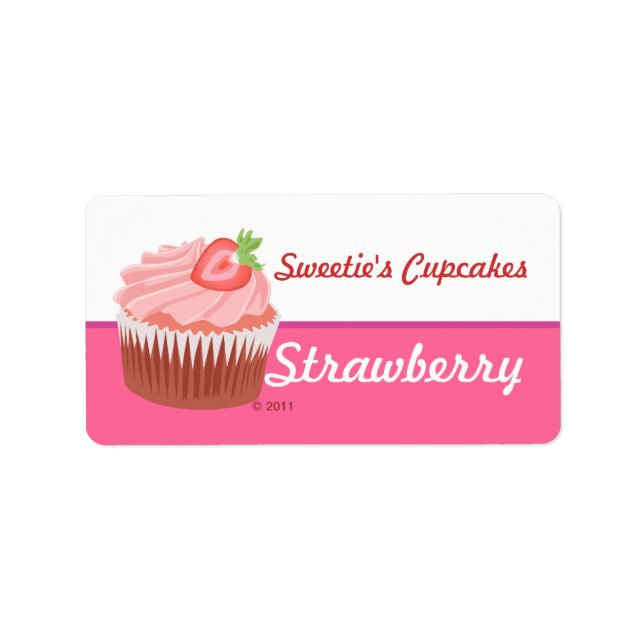 Étiquettes de cupcake aux fraises (Devant)