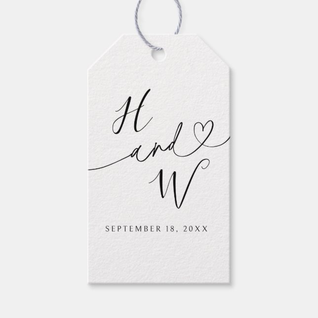 Étiquettes de don de mariage initiales Chic Heart  (Devant)