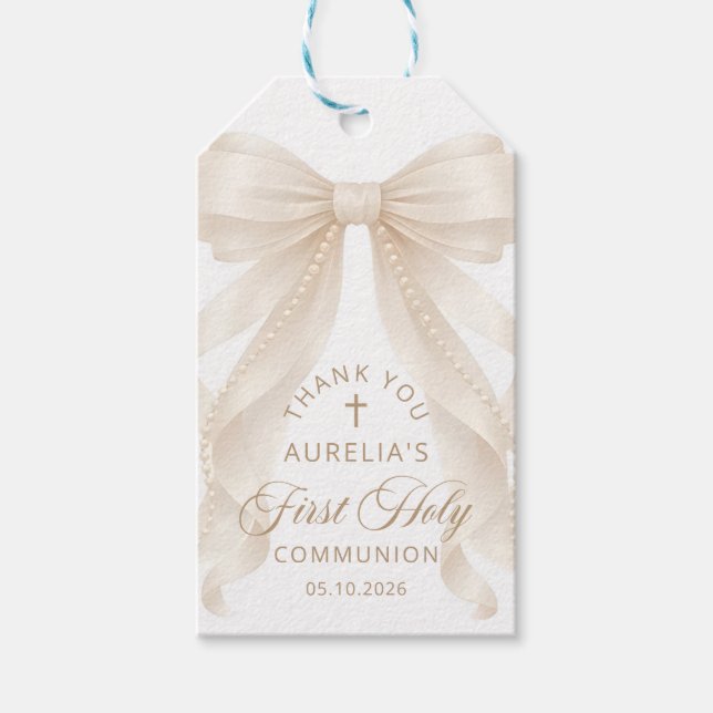 Étiquettes de don de perles de Première Communion  (Devant)