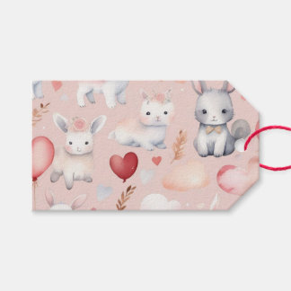 Étiquettes de faveur Cupidon Bunny & Lamb - Rose &