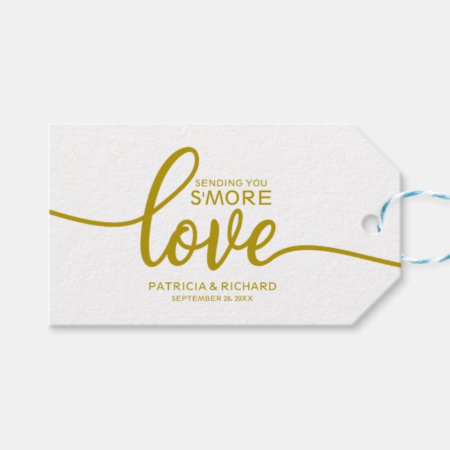 Étiquettes de faveur d'amour de S'more de calligra (Devant (Horizontal))