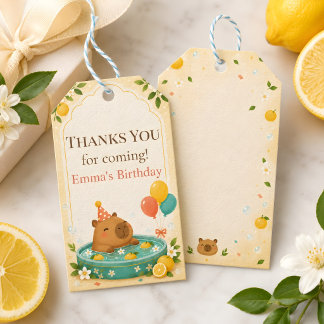 Étiquettes de faveur d'anniversaire Capybara Yuzu 