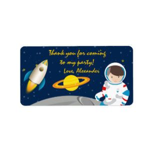 Étiquettes de faveur d'anniversaire d'astronaute