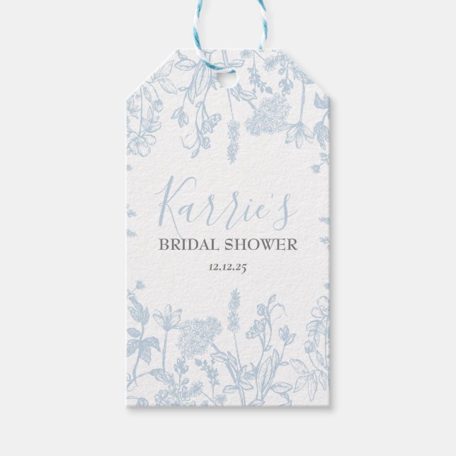 Étiquettes de faveur de Baby Shower floral en Chin (Devant)