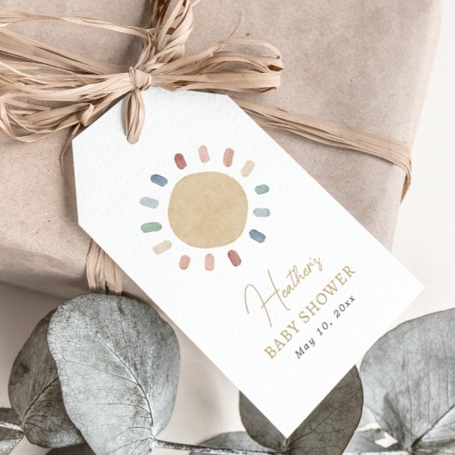 Étiquettes de Faveur de Bain de Bébé Soleil (Boho Sun Baby Shower Gift Favor Tags
)