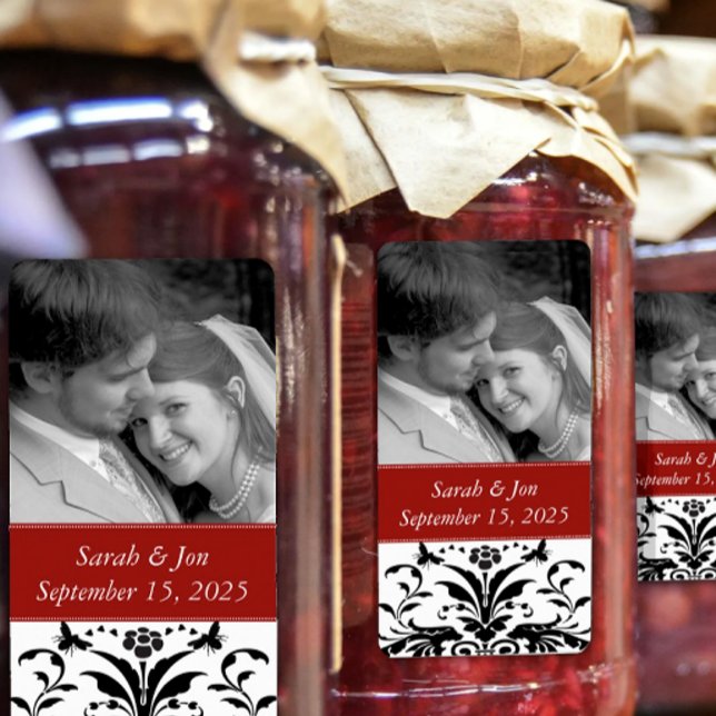 Étiquettes de faveur de damas de photo de fiançail (Créateur téléchargé)