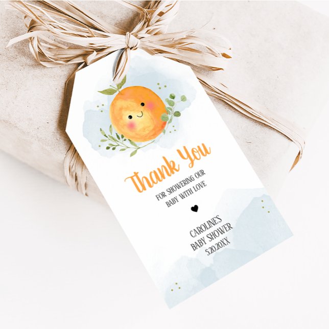 Étiquettes de faveur de douche Citrus Orange Cutie (Oranges Baby Shower Favor Tags)