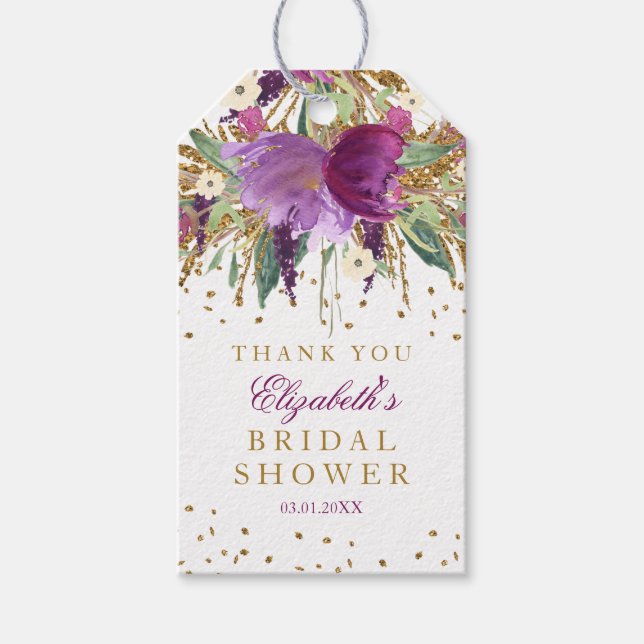 Étiquettes de faveur de douche de mariage Floral G (Devant)