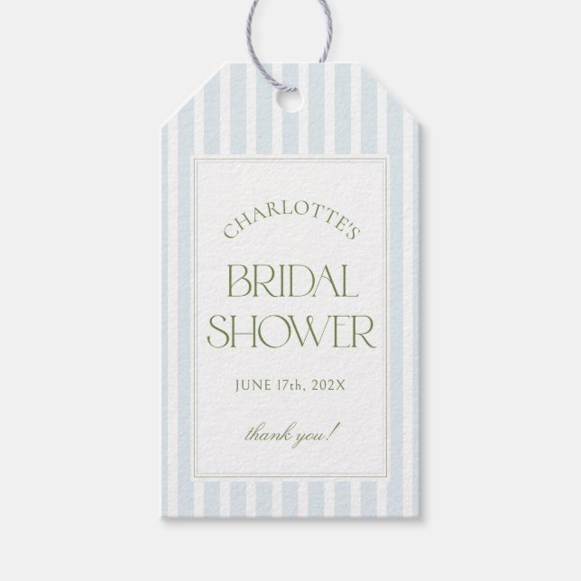 Étiquettes de faveur de douche de mariage rayées b (Devant)
