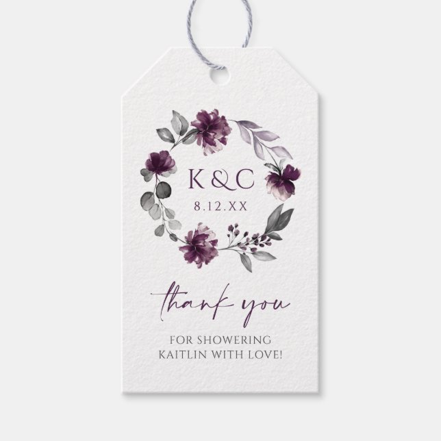 Étiquettes de faveur de douche de mariée - Floral  (Devant)