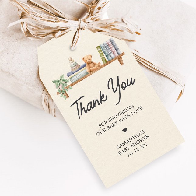 Étiquettes de faveur de douche neutres pour livres (Books and Brunch Baby Shower Favor Tags)